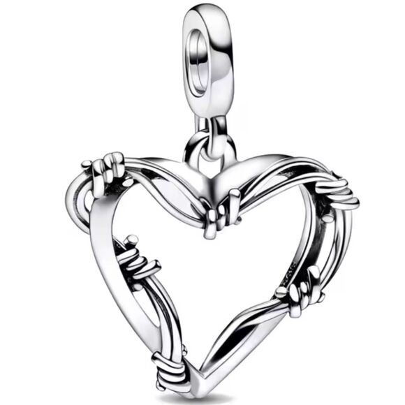 NWOT Sterling Silver Heart Dangle Charm - Picture 1 of 4